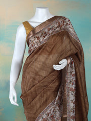 Printed Art Silk Beige Saree
