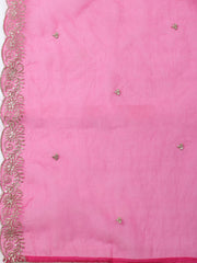 Embroidered Chanderi Unstitched Kurta With Pant & Dupatta