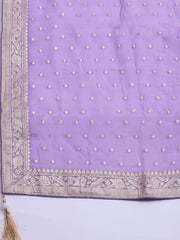 Embroidered Chanderi Unstitched Suit With Dupatta