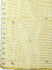 Embroidered Chanderi Unstitched Suit With Pant & Dupatta