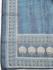 Embroidered Chanderi Unstitched Suit With Pant & Dupatta