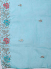 Embroidered Chanderi Unstitched Suit With Dupatta