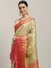 Woven Brodcade Zari Jaal Art Silk Saree