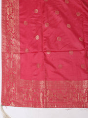 Embroidered Chanderi Mehndi Unstitched Suit With Pant & Dupatta