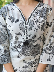 Printed Cotton Blend Kurta With Pants