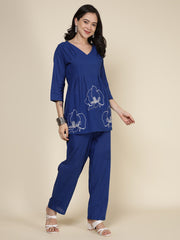 Printed Cotton Blend Kurta With Pants