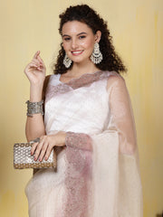 Stone Embroided Tissue Saree