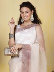 Stone Embroided Tissue Saree