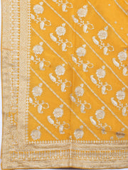 Embroidered Art Silk Unstitched Suit With Dupatta