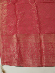 Embroidered Chanderi Unstitched Suit With Pant & Dupatta