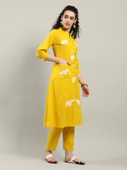Printed Cotton Blend Kurta With Pants