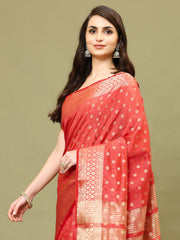 Zari Border Booti Art Silk Woven Saree