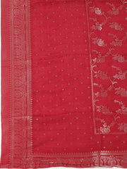Embroidered Chanderi Unstitched Suit With Pant & Dupatta