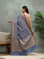 Resham Embroidered Cotton Blend Woven Saree