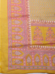 Embroidered Cotton Blend Ustitched Suit With Pant & Dupatta