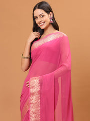 Plain Zari Border Woven Saree