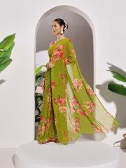 Floral Printed Georgette Saree