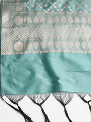 Woven Banarasi Chanderi Unstitched Suit With Dupatta