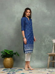 Printed Denim Kurta