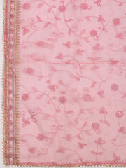 Patch Neck Art Silk Unstitched Suit With Dupatta