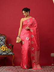 Woven Design Art Silk Pink Saree
