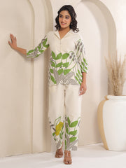 Printed Cotton Blend Shirt With Pants