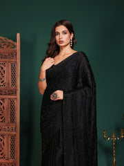 Embroidered Satin Saree