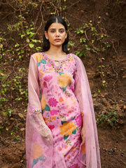 Printed Organza Kurta With Pant & Dupatta