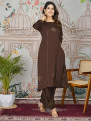 Printed Cotton Blend Kurta With Pants