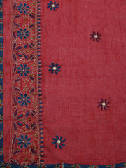 Embroidered Cotton Blend Unstitched Suit With Pant & Dupatta