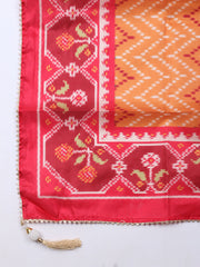 Patola Printed Tussar Unstitched Suit With Dupatta