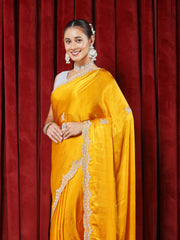 Stone & Sequn Embroidered Chinon Saree