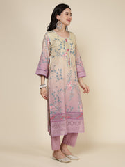 Printed Cotton Blend Kurta With Pants & Dupatta