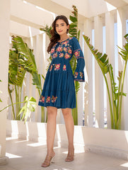 Printed Cotton Blend Dress