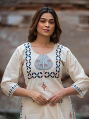 Printed Cotton Blend Kurta With Pant & Dupatta