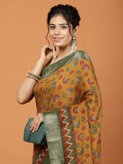 Floral Zari Border Printed Art Silk Woven Saree