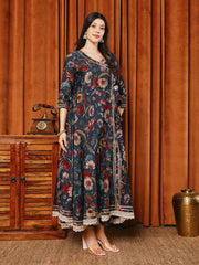 Printed Cotton Blend Kurta With Pants & Dupatta
