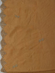 Embroidered Chanderi Cream-Mustard Unstitched Suit With Pant & Dupatta