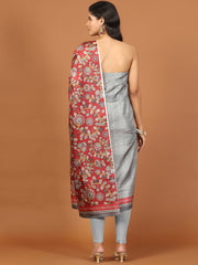 Neck Patti Tussar Unstitched Suit Piece With Dupatta