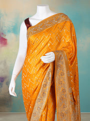 Embelished Satin Mustard Saree