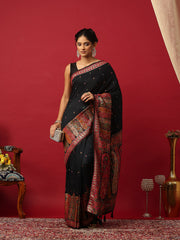 Woven Design Art Silk Black Saree