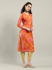 Printed Neck Embroidered Muslin Kurta
