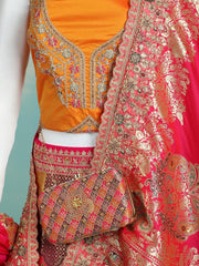 Traditional Unstitched Lehenga in Paisley Floral Brocade with Zari Work