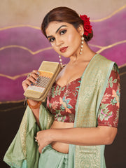 Digital Border Printed Art Silk Saree