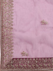 Neck Embroidered Chanderi Unstitched Suit With Dupatta