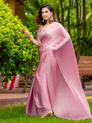 Embroidered Chinon Saree
