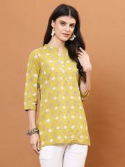 Printed Cotton Blend Short Kurti