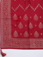 Pashmina Woven Design Unstitched Kurta With Pant & Dupatta