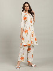 Printed Cotton Blend Kurta With Pants