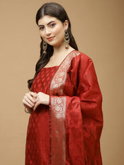 Woven Chanderi Unstitched Suit Piece With Dupatta
